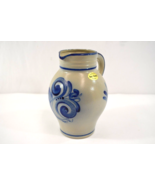 Roos Keramik German Salt Glazed Jug Pitcher Ceramic Blue Vtg Handmade Si... - £34.10 GBP