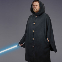 Jedi Heavy Llama Wool Hooded Buttoned Coat Poncho With Sleeves Authentic Design - £119.24 GBP