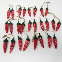Bandana Chili Pepper Christmas Ornament Lot Jalapeno set of 13 pairs Vtg  - $14.99