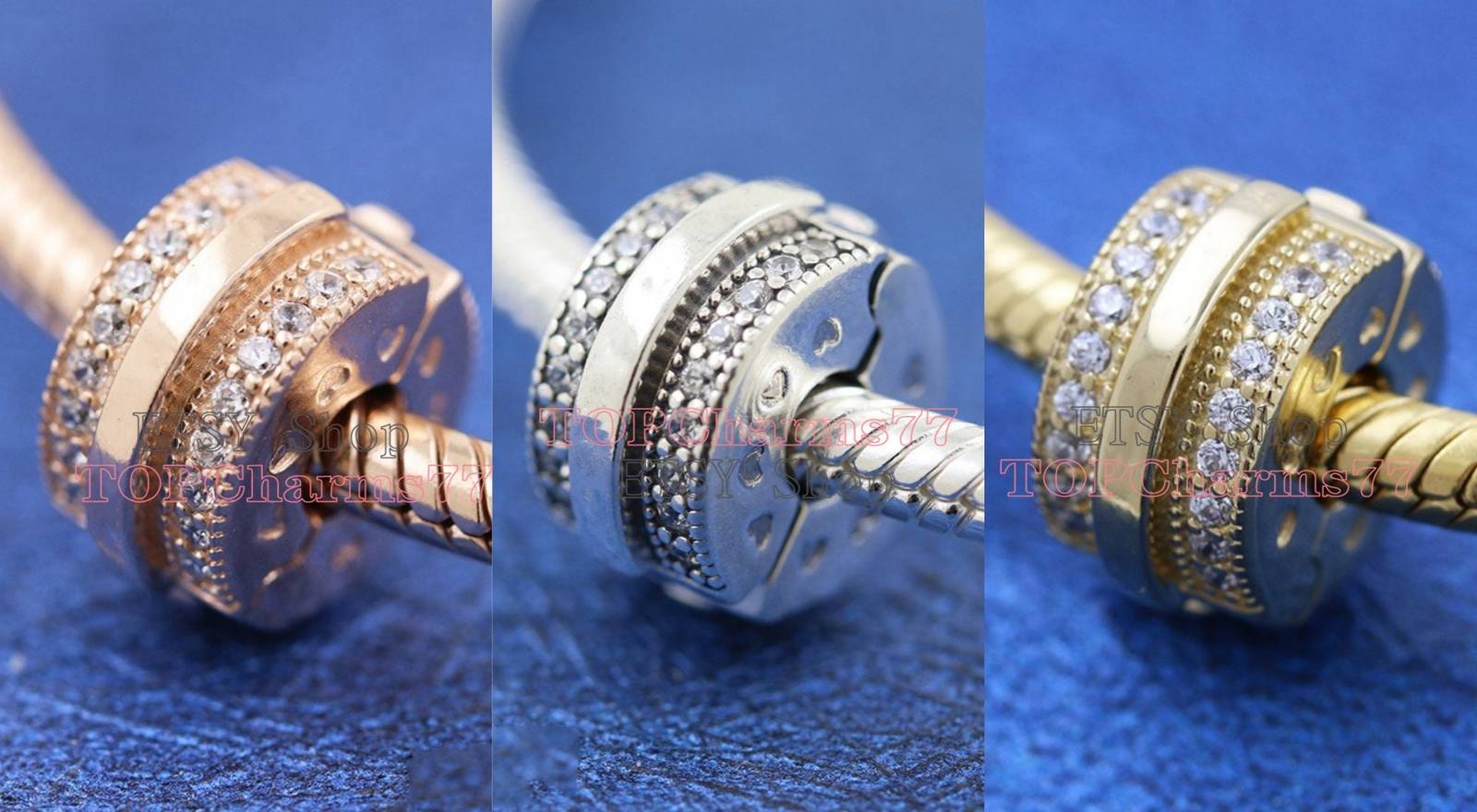 925 Sterling Silver / Rose Gold  / 14k Gold-Plated Sparkling Lines and Logo Clip