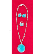 Judith Jack Signed Turquoise &amp; Marcasite Necklace Ring Earrings Sterling... - £235.12 GBP
