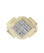 0.40 Carat Round Cut Diamonds Rhombus Men&#39;s Ring 14K Yellow Gold - £613.64 GBP
