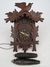 ANTIQUE vintage cuckoo clock GERMANY Black Forest weights OLD GLASS EYE - £104.65 GBP