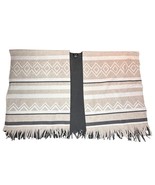 EStudio Shawl Tan Grey Soft Warm Fleece Ruana Cape Poncho Wrap Fringe On... - $35.03 CAD