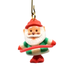 Vintage Christmas Ornament Miniature Santa Claus Hula Hoop 1992 Hallmark Plastic - £7.08 GBP