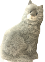 Mary Meyer Gray Cat Seated Fluffy 15 inches Stuffed Animal Large Realistic - $17.59