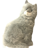 Mary Meyer Gray Cat Seated Fluffy 15 inches Stuffed Animal Large Realistic - £14.04 GBP