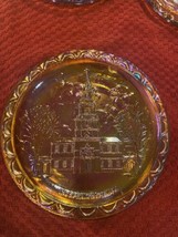 Independence Hall Amber Carnival Glass Commemorative Plate Indiana Glass - £6.92 GBP