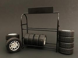 Metal Tire Rack with Rims and Tires for 1/24 Scale Models by American Diorama - £21.77 GBP