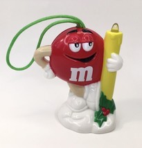 Red M &amp; M Candy Holiday Christmas Tree Ornament Push Button to Light Up Candle - £7.13 GBP
