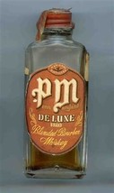 PM DeLuxe Blended Bourbon Whiskey Empty Miniature Glass Bottle 1930&#39;s - $57.42