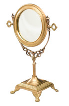 Zeckos 16 Inch Tall Round Brass Table Mirror - £84.08 GBP