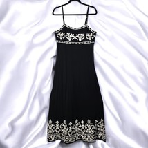 INC International Concepts Maxi Dress Gown Large Black White Embroidery Bohemian - $28.04