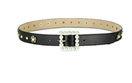 Steve Madden Imitation Pearl Embellished Belt Black, Size Medium - $16.00