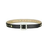 Steve Madden Imitation Pearl Embellished Belt Black, Size Medium - £12.04 GBP