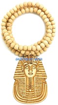 Pharao Halskette König Tut Neu Gut Holz Stil Anhänger Mit Holz Perlen Kette - £13.31 GBP+