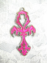 Ankh / Anhk W Pink Inlay Ancient Eternal Life Usa Pewter Pendant Adj Necklace - $11.99