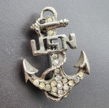 925 STERLING SILVER USN 1949s UNIATED STATES ANCHOR BROOCH - $36.47