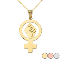10K Solid Gold Woman Power Pendant / Necklace - Yellow, Rose, or White - £119.82 GBP+