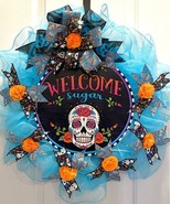 Sugar Skull Door Wreath Ultra Thin For Use With Storm Door 24x24x4 In - £38.61 GBP