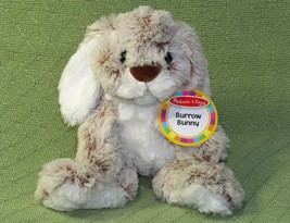 NOS MELISSA DOUG BURROW BUNNY PLUSH 9&quot; STUFFED RABBIT LONG EARED BROWN W... - $11.34