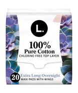 L. Chlorine Free Maxi Extra Long Overnight Pads with Wings, 20 Count - $392.38 MXN