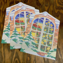Vintage Gibson Christmas greeting cards House decorated tree in window u... - $19.75