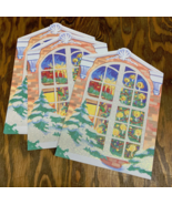 Vintage Gibson Christmas greeting cards House decorated tree in window u... - €17,09 EUR