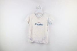 Vintage 90s Streetwear Womens Size Small Acid Wash Spell Out Alaska T-Shirt USA - £19.67 GBP
