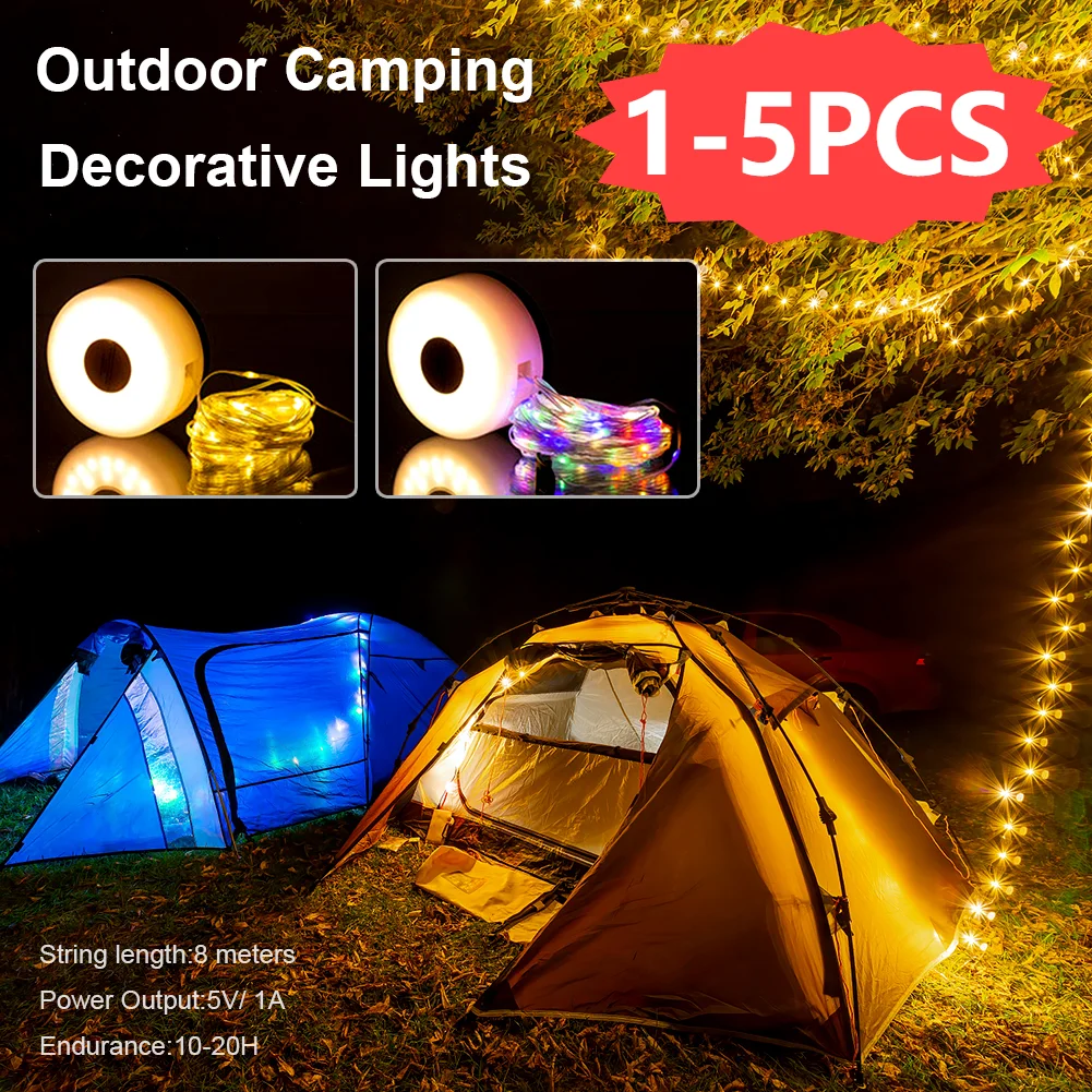 10-1pcs String Lights Camping Lamp Lantern 8m Outdoor Crystal Globe Lights - £9.51 GBP+