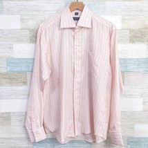 Ermenegildo Z Zegna Herringbone Striped Dress Shirt Pink Orange Spread M... - $98.99