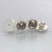 Smoky Quartz 8 mm Round Burma Gems Sterling Studs Post Earring Pair Design 607 - £56.88 GBP