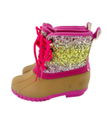 Olivia Miller Girls Booties Pink Glitter Faux Fur Lined Duck Boot SZ 11 ... - $39.00