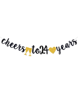 Cheers to 24 Years Banner Black Paper Sign Pre-Strung - Happy 24Th Birth... - $15.13