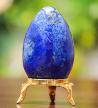 50mm 117g Lapis Lazuli w/ Stand Egg Natural Crystal Polished Decor Stone - £38.01 GBP