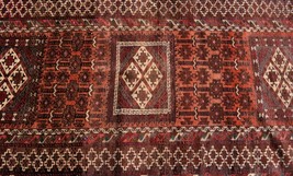 3&#39;3 x 7&#39;2 Vintage Geometric Handmade Wool Area Rug Runner Nomad Balouchi... - £590.80 GBP