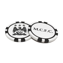 MANCHESTER CITY FC 2 POKER CHIP GOLF BALL MARKERS IN GIFT SET - £15.16 GBP