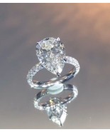 3CT Pear-Cut Diamond Solitaire With Accents 10 k White Gold Engagement R... - $547.23 CAD