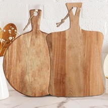 2 Pcs Acacia Wood Cutting Board with Handle Wooden Charcuterie Board SET - $31.67