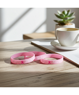 3 Breast Cancer Awareness Silicone Bracelets with Faith Courage Hope Str... - $9.99