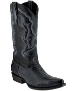 Mens Black Western Cowboy Dress Boots Ostrich Foot Pattern Leather Snip Toe - $118.99