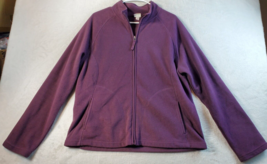 Merona Jacket Women Size XL Purple Fleece Polyester Long Sleeve Pockets Full Zip - £13.72 GBP