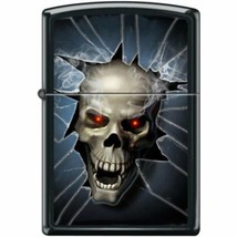 Zippo Lighter - Skull Broken Glass Black Matte - 853941 - £26.14 GBP