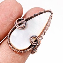 Mother Of Pearl Gemstone Handmade Copper Wire Wrap Ring Jewelry 7.75&quot; SA 178 - £5.18 GBP
