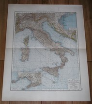 1899 ORIGINAL ANTIQUE MAP OF ITALY TUSCANY SICILY ROME NAPLES VENICE CAL... - $26.36