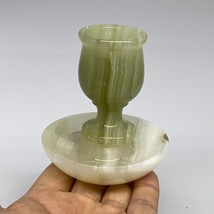 249g, 3.2&quot;x1.4&quot;x2.9&quot;, Natural Green Onyx Candle Holder Gemstone Carved, B32240 - £35.59 GBP