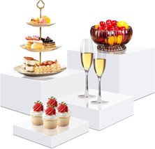 4 Pcs Acrylic Risers For Display White Risers Buffet Risers Dessert Display - $39.98