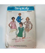 UNCUT Simplicity Button Down Long/Short Sleeve Shirt Sewing Pattern Vint... - $14.53 CAD