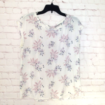 Abercrombie Fitch Top Womens Medium White Floral Sleeveless Cap Button Back - £13.43 GBP