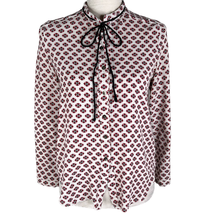 Goldie Blouse Button Down Small Red Black Tie - £23.12 GBP